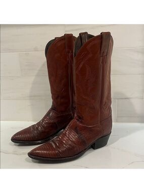 Justin 8303 Men's Exotic Leather Western Boot Peanut Brittle Lizard Round Toe